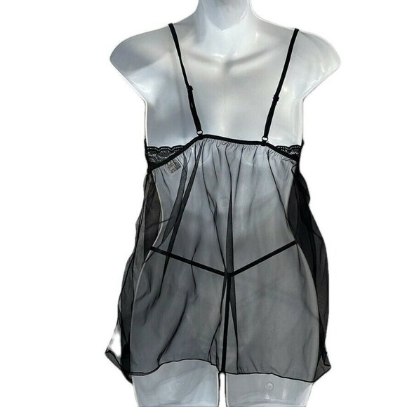 Sheer Black Lace Babydoll Lingerie Set Size S By Espiral - Picture 3 of 7